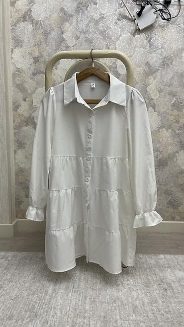 Рубашки: Повседневное платье, Короткая модель, Платье-рубашка, M — 1