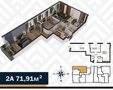 Недвижимость: 3 комнаты, 72 м², Элитка, 5 этаж, Дизайнерский ремонт — 1