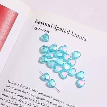 касметика для девочек: Бусины акриловые в виде сердечка с перламутром, размер сердца 7 мм х — 6