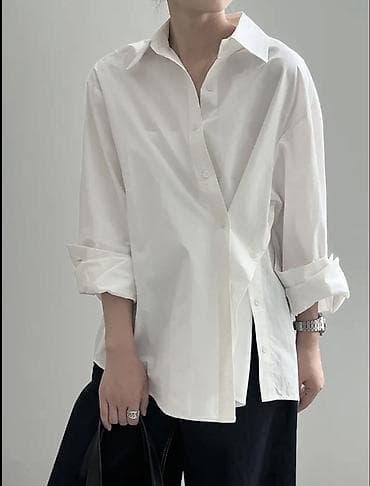 лофери: Белая рубашка с асимметричной застёжкой. НЕОБЫЧНЫЙ ДИЗАЙН - — 8