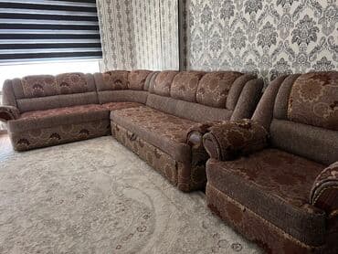 продаю кресло кровать: Комплект мягкой мебели, Б/у, цвет - Коричневый — 1