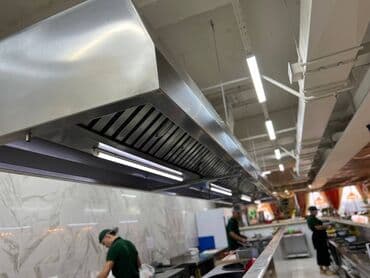 оборудование для кафе и ресторанов бу: Вытяжка промышленная, стол из нержавейки, мойка, котломойка, стеллаж — 5