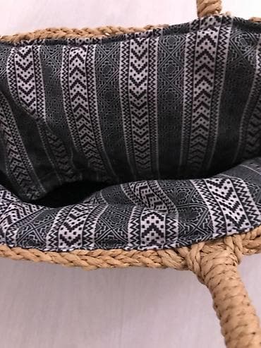 sauna belt: Плетёная сумка-тоут из рафии/соломы с текстильным мешком-вкладышем — 4