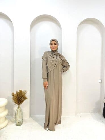 вечерние платья ош: Повседневное платье, Made in KG, Осень-весна, Длинная модель, Трикотаж, Оверсайз, L — 2