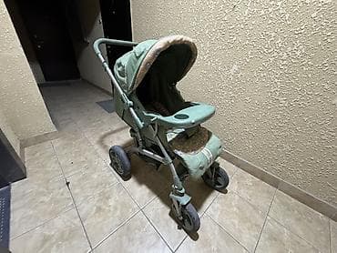 скупка колясок: Прогулочная детская коляска, цвет светло‑зеленый с принтами — 3