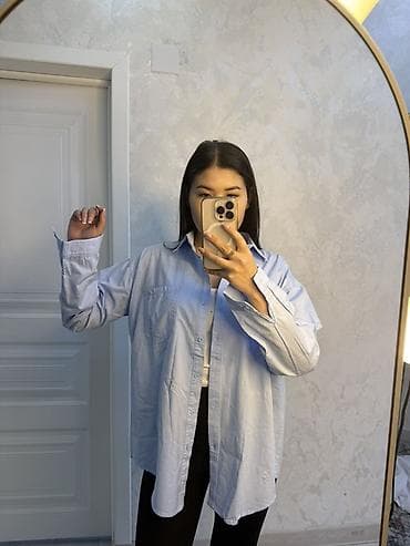 оптом кийимдер: Женские свободные рубашки оверсайз - Фасон: классическая рубашка на — 2