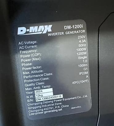 Генераторы: Инверторный генератор D-MAX DM-1200i Основные характеристики: - Тип — 2
