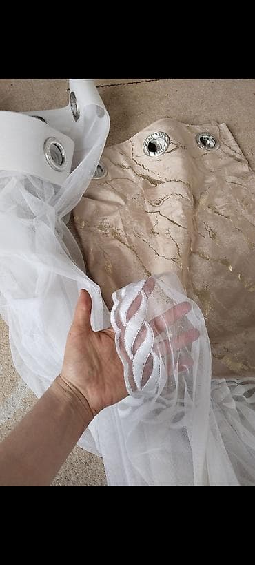 Уход и хранение одежды: Комплект штор, Полиэстер, С тюлем в комплекте, Готовое изделие, Новый, Для зала — 2