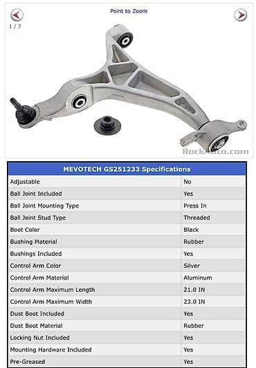 bcd com: Верхний Рычаг передней подвески MEVOTECH GS251233 Jeep Grand Cherokee — 1