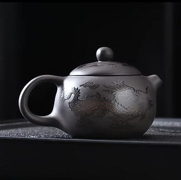 Чайники: Чайник из исинской глины (коричневый), с декором «Дракон и Феникс» - — 3