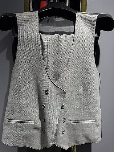 Домашние костюмы: Мужская классическая жилетка и штаны серого цвета - Крой — 1