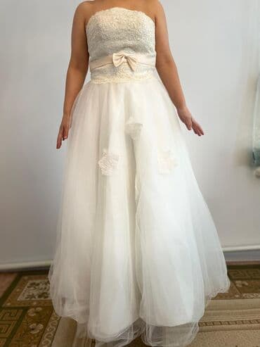 Свадебное платье, M, Без кольца, Жемчуг, Б/у