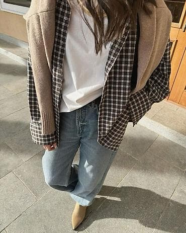 рубашка в клетку женская: 🔥ПО оптовой цене 500 СОМ! Рубашка в клетку оверсайз, подходит от 44-52 — 3