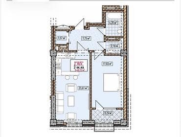 seven development: 1 комната, 60 м², Асанбай мкр Элитка, 8 этаж, ПСО (под самоотделку) — 1