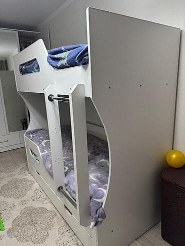 детский двухярустный кровать: Двухъярусная детская кровать, ЛДСП, цвет - Белый — 3