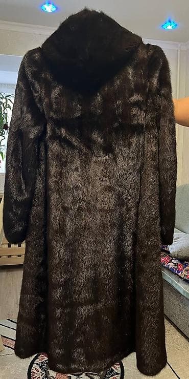 Кофты, свитеры: Шуба, Норка, По колено, Китай, С капюшоном, XL — 2