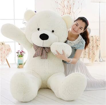 160 сантиметр Большой плюшевый мишка кремового цвета. - Размер
