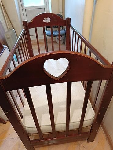 детская кровать с матрацем: Детская деревянная кроватка с матрасом — 4