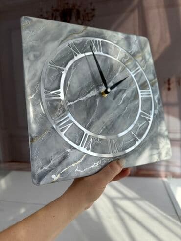 3д часы на стену: Настенные часы в стиле «серый мрамор» - Ручная работа -размер — 5