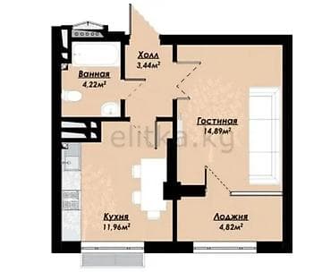 1 комната, 41 м², Элитка, 4 этаж, Готовая ПСО (под самоотделку)