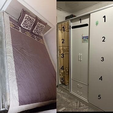 спальный гарнитур в бишкеке в рассрочку: Двуспальная кровать, Новый, С матрасом, длина - 2 см — 1