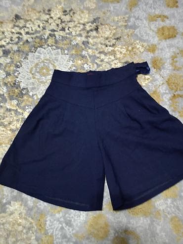 кышкы кийимдер: Женские шорты-кюлоты темно-синего цвета. Высокая посадка с широким — 1