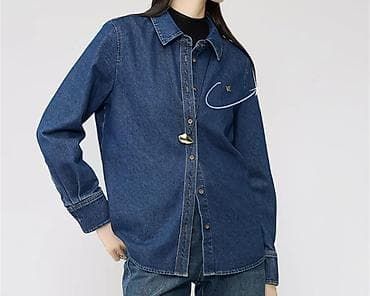 Жеке буюмдар: Джинсовая рубашка женская, классический крой - Материал: плотный — 3