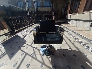 Жумшак креслолор: Парикмахерское/барбер-кресло с гидравликой - Обивка: черный кожзам — 5