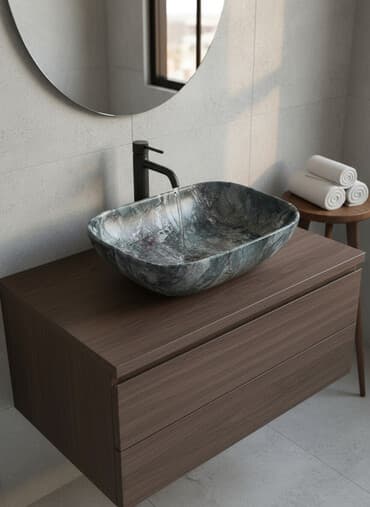 Ванна үчүн раковина, Чарчы формасы, Материалы: Жасалма таш, Өлчөмү: 45 x 35 см — 1