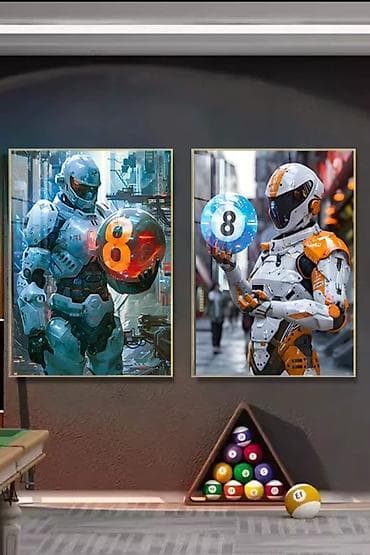липкие шарики: Постеры для бильярдной/игровой зоны в стиле sci‑fi и поп‑арт - Наборы — 3