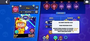 pubg account: Премиум‑аккаунт Brawl Stars - Ник: Ninja - Трофеи: 113 500 - — 2