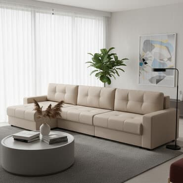 большой удобный: Угловой диван, Складной, Трехместный — 1