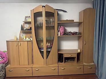 Купе шкафтар: Дубал шкаф, Дубал шкаф түрү: Модулдуу, Үй, конок бөлмөсү үчүн, Колдонулган, Өзгөчөлүктөрү: Телевизор коюучу бөлүк менен — 1