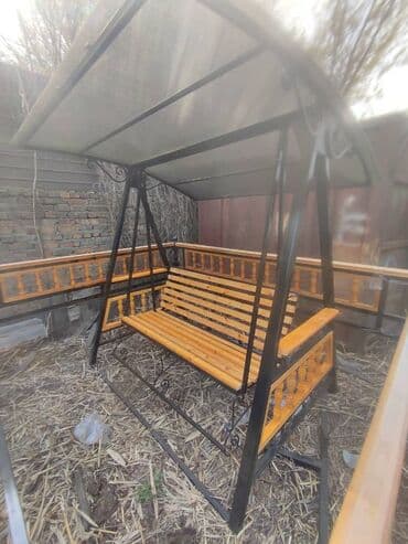 Садовые качели Металл, Со спинкой, С крышей