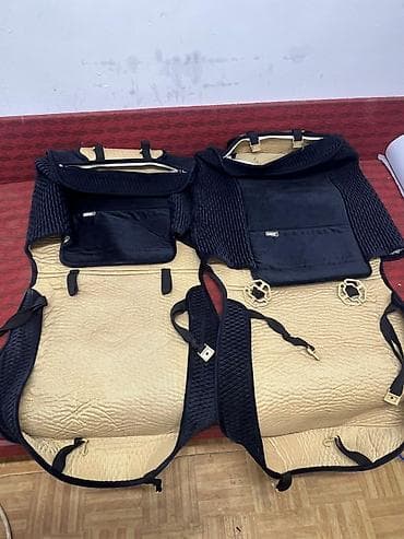 чехлы на сиденья тойота эстима: Чехлы Тканевые, С подушкой, цвет - Черный, Toyota, Б/у — 4