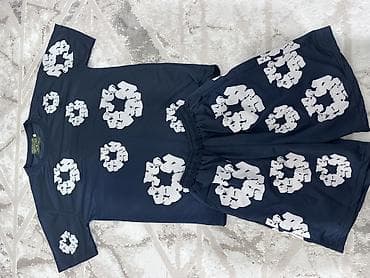 мужской спартивка: Комплект мужской: футболка и шорты Темно синие Деним тирсы. Сражу — 4