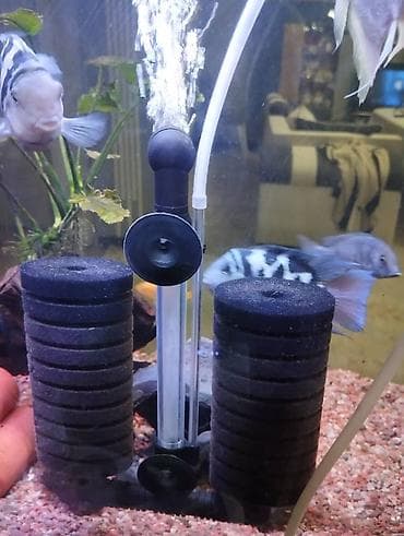 компрессор аквариумный: Губчатый фильтр для аквариума с двойными поролоновыми кассетами и — 1