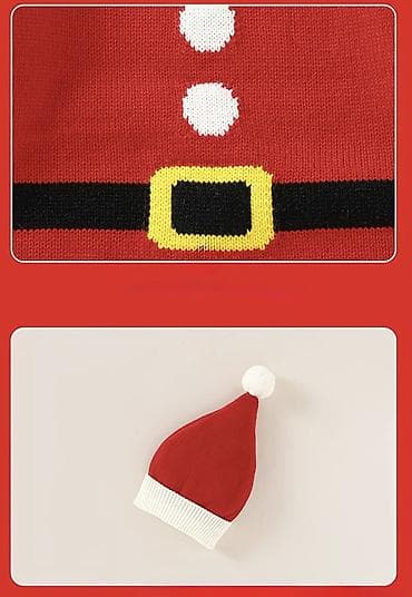 Жаш балдардын бут кийими: Детский новогодний вязаный костюм «Санта» - Комплект: комбинезон + — 4