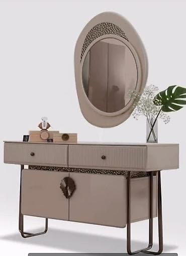 Туалетные столики: Туалетный столик, С зеркалом, цвет - Бежевый, ЛДСП — 1