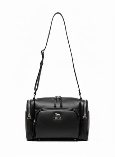 кызыл барсетка: Сумка-тоут из гладкой фактурной натуральной кожи в оттенке тауп. - — 7