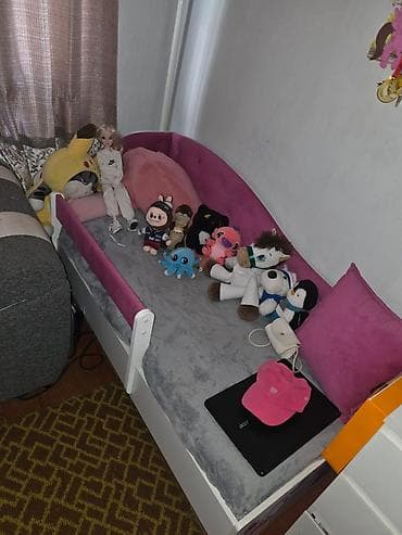 Детская односпальная кровать, Новый, Для девочки, С матрасом, С бортиком, Самовывоз