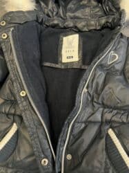 детский зимний комбез для новорождённых: Детский комбинезон, темно-синего цвета белая отделка капюшон — 2