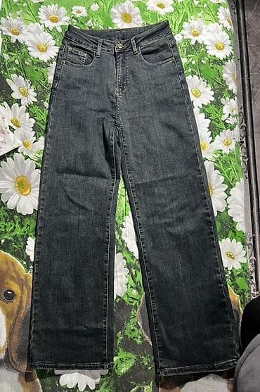 брюки трубы: Джинсы женские, прямого кроя 44-46 размер - Посадка: высокая. - — 4