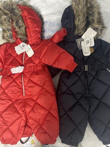 теплый детский костюм: Новые Комбинезон для девочек и для мальчика Размер 80 красный черный — 1