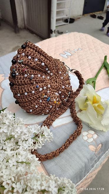 сумка crocs: Вязаная сумка-ракушка ручной работы - Форма: ракушка - Материал — 3