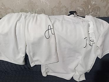 атлас юбки: Белый комплект: футболка и шорты - Цвет: молочно-белый - Дизайн — 1