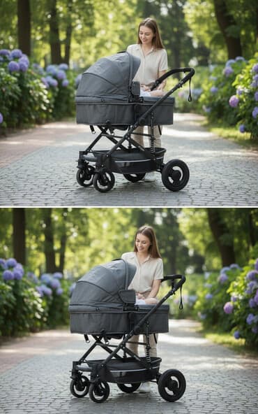 коляска германия: Коляска, цвет - Черный, Б/у — 1