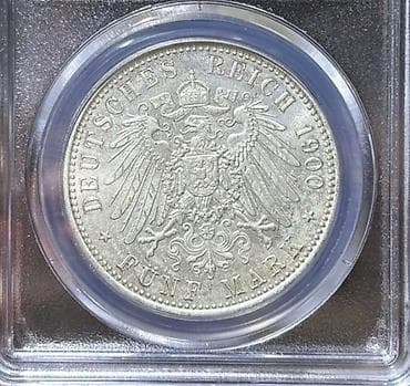 вило: Монета Германской империи 5 марок, 1900 г., Королевство Пруссия — 2
