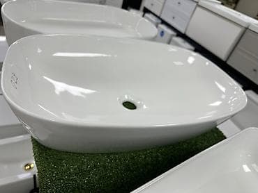 столешница под раковину: Раковина для ванной, Особенности: Глянцевое, Овальная форма, Материал: Керамика — 2