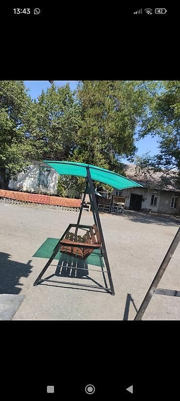 Мебель: Садовые качели Металл, Со спинкой, С крышей — 2